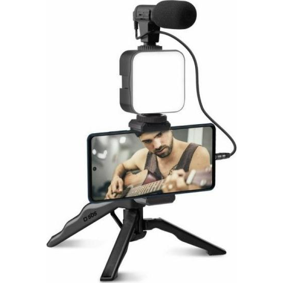 Statyw SBS Mobile SBS Tripod bezprzewodowy ze swiatlem LED i mikrofonem (TESTREAMKIT)-0