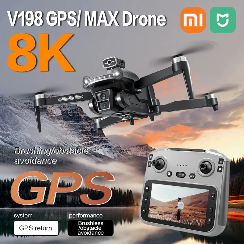 Xiaomi Mijia V198GPS MAX Drone 8K Professional Brushless Motor Laser Obstacle Avoidance Foldable Quadcopter Aerial Optical Rctoy