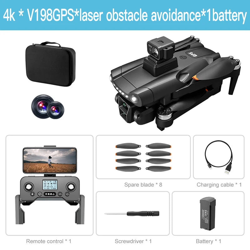 Xiaomi Mijia V198GPS MAX Drone 8K Professional Brushless Motor Laser Obstacle Avoidance Foldable Quadcopter Aerial Optical Rctoy