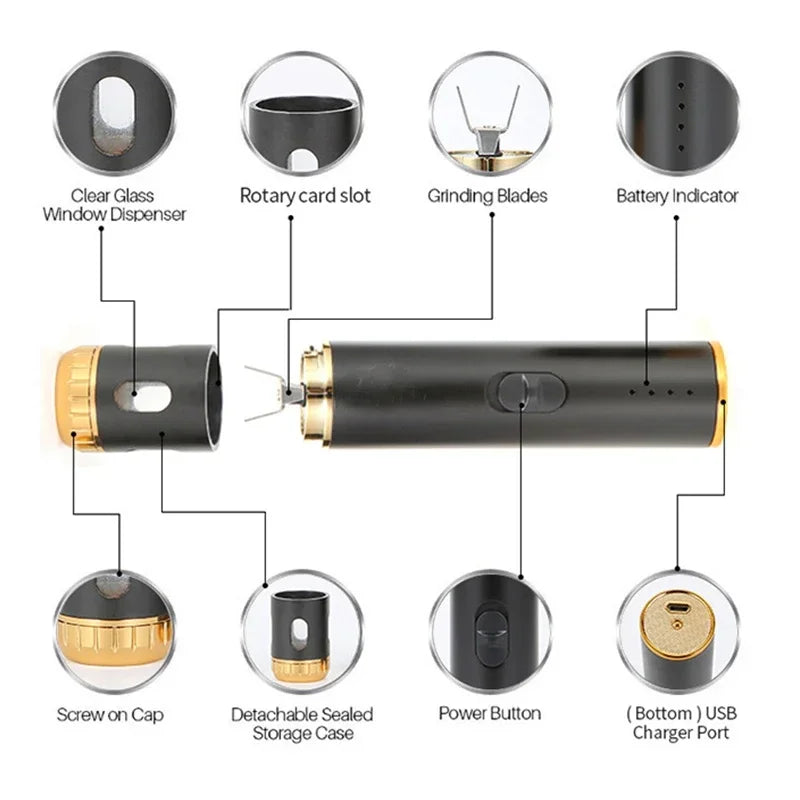 Electric Tobacco Grinder Stailess Steel Herb Spice Mill USB Herbal Crusher Household Mini Grinder Smoking Accessories