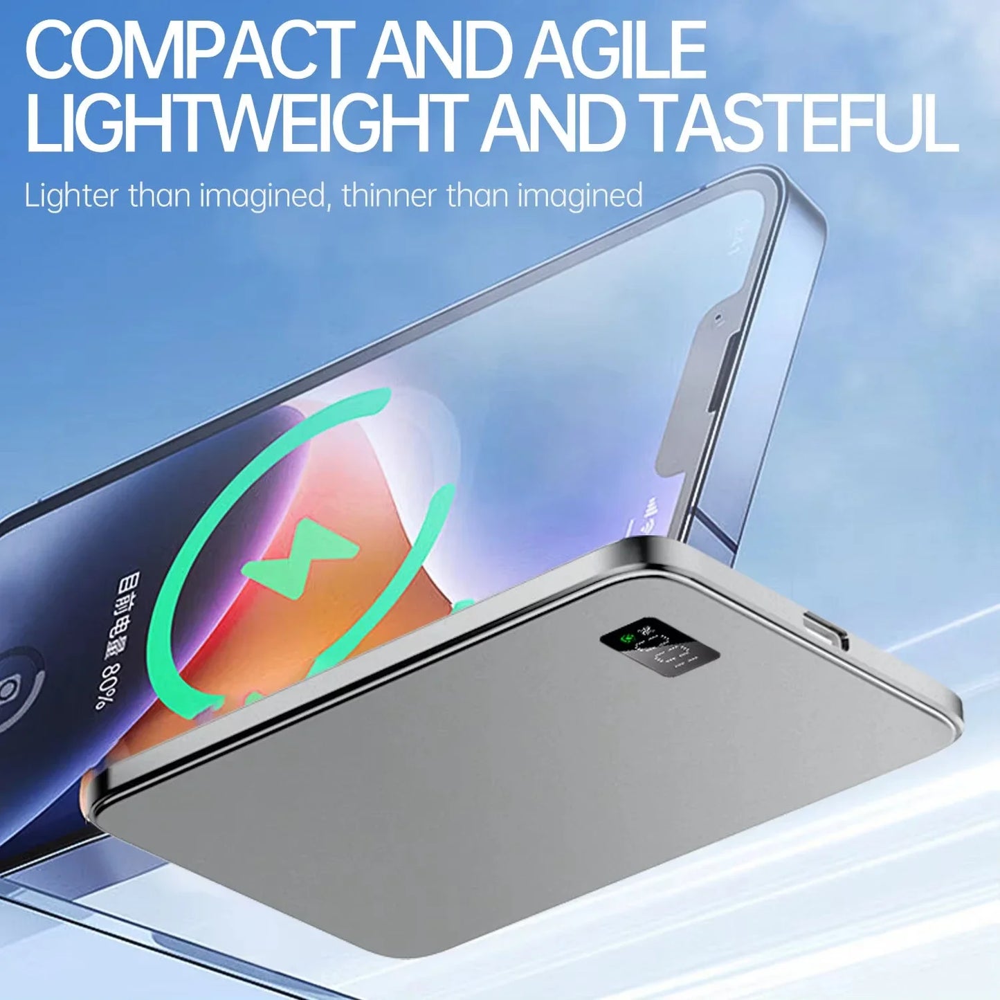 50000Mah CCC Certification Thin Power Bank Ultra for Magsafe Magnetic Wireless Fast Charging Portable Battery Display