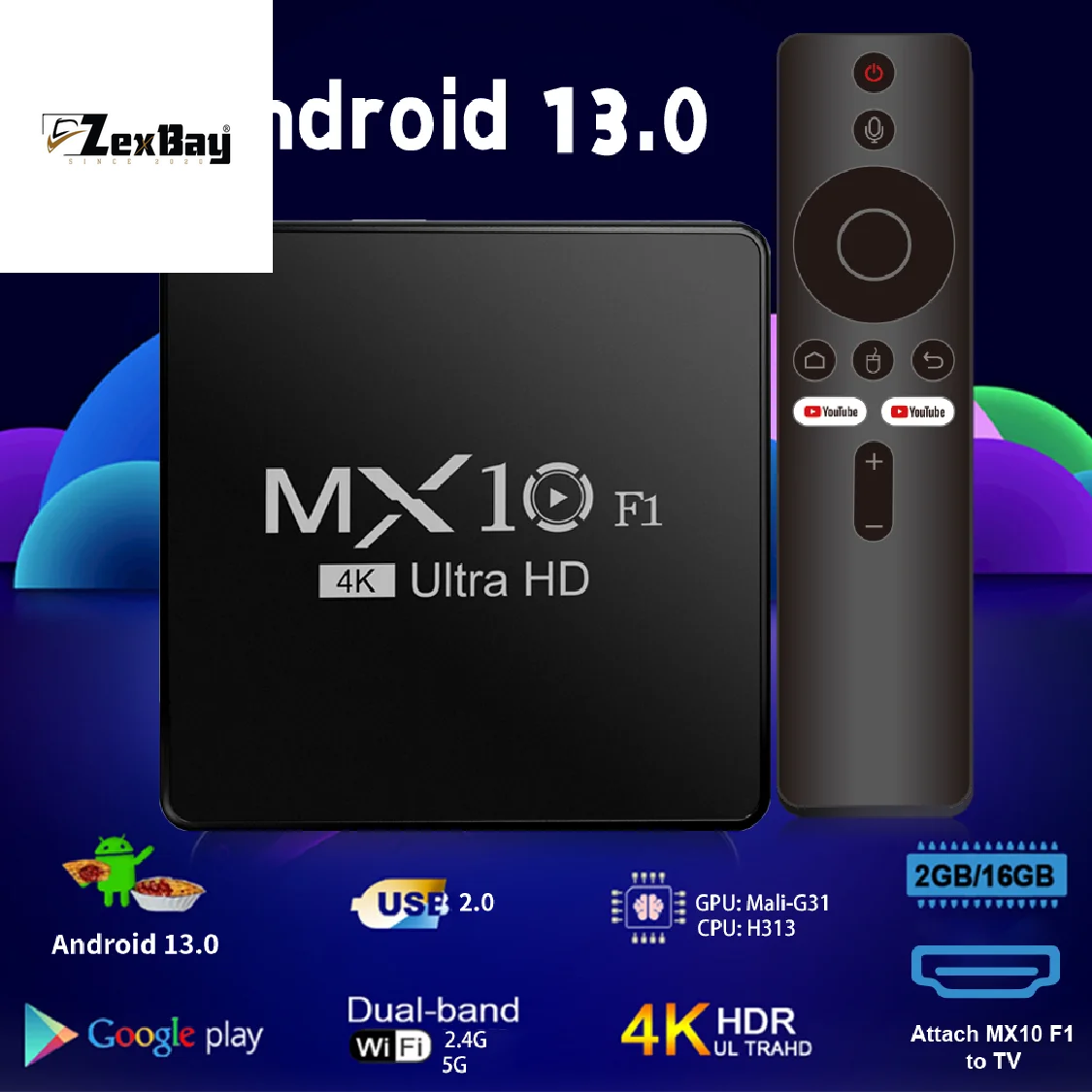 Android Tv Box Decoder 2024 4K Android 13 Mx10 F1 Digital Wholesale Onn Certificado Smart Android Tv Box