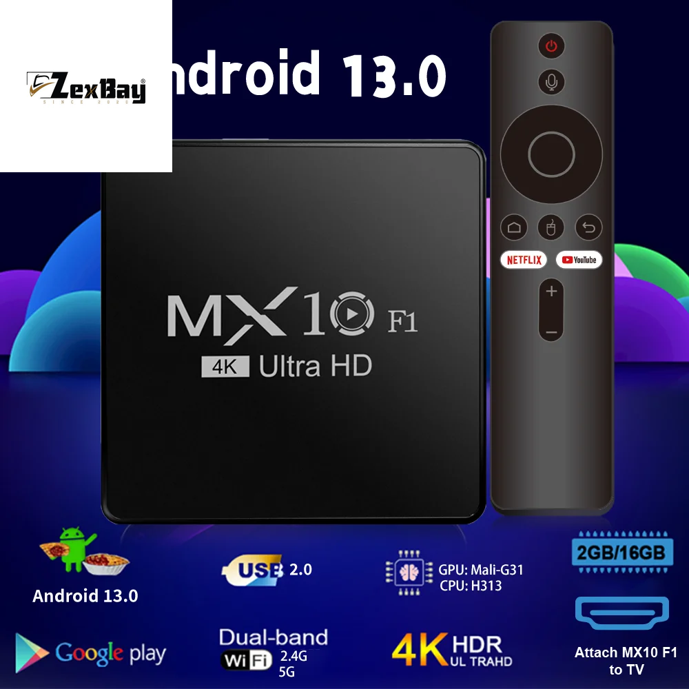 Android Tv Box Decoder 2024 4K Android 13 Mx10 F1 Digital Wholesale Onn Certificado Smart Android Tv Box