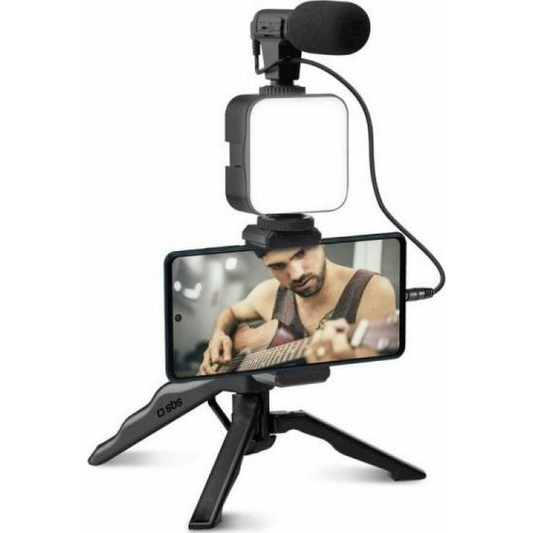 Statyw SBS Mobile SBS Tripod bezprzewodowy ze swiatlem LED i mikrofonem (TESTREAMKIT)-0