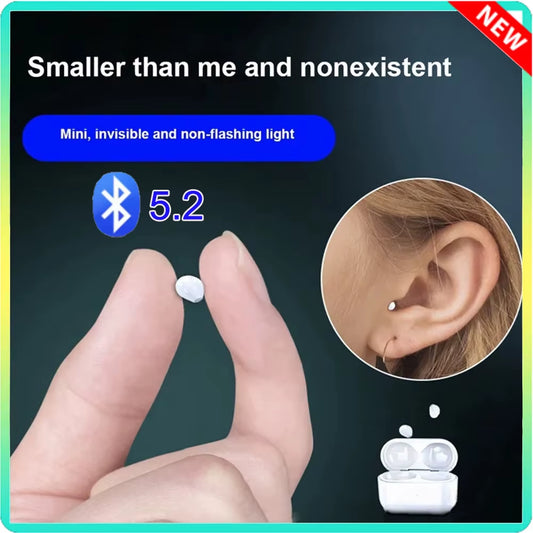 Invisible Earphones Mini Headphones V5.2 Bluetooth TWS In-Ear Earbuds Noise Reduction Wireless Sleep In-Ear Earbuds with Micr