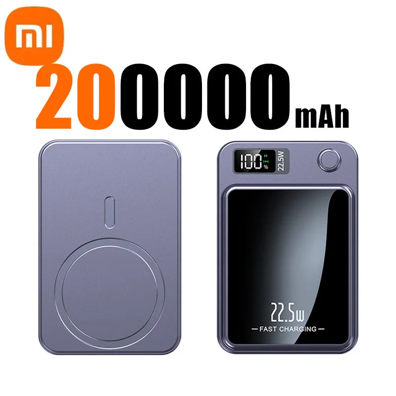 Xiaomi 200000Mah Magnetic Power Bank Wireless Fast Charger for Magsafe Portable Auxiliary Battery Pack for Iphone Huawei Samsung