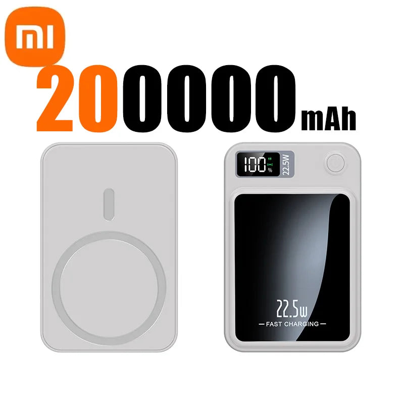 Xiaomi 200000Mah Magnetic Power Bank Wireless Fast Charger for Magsafe Portable Auxiliary Battery Pack for Iphone Huawei Samsung