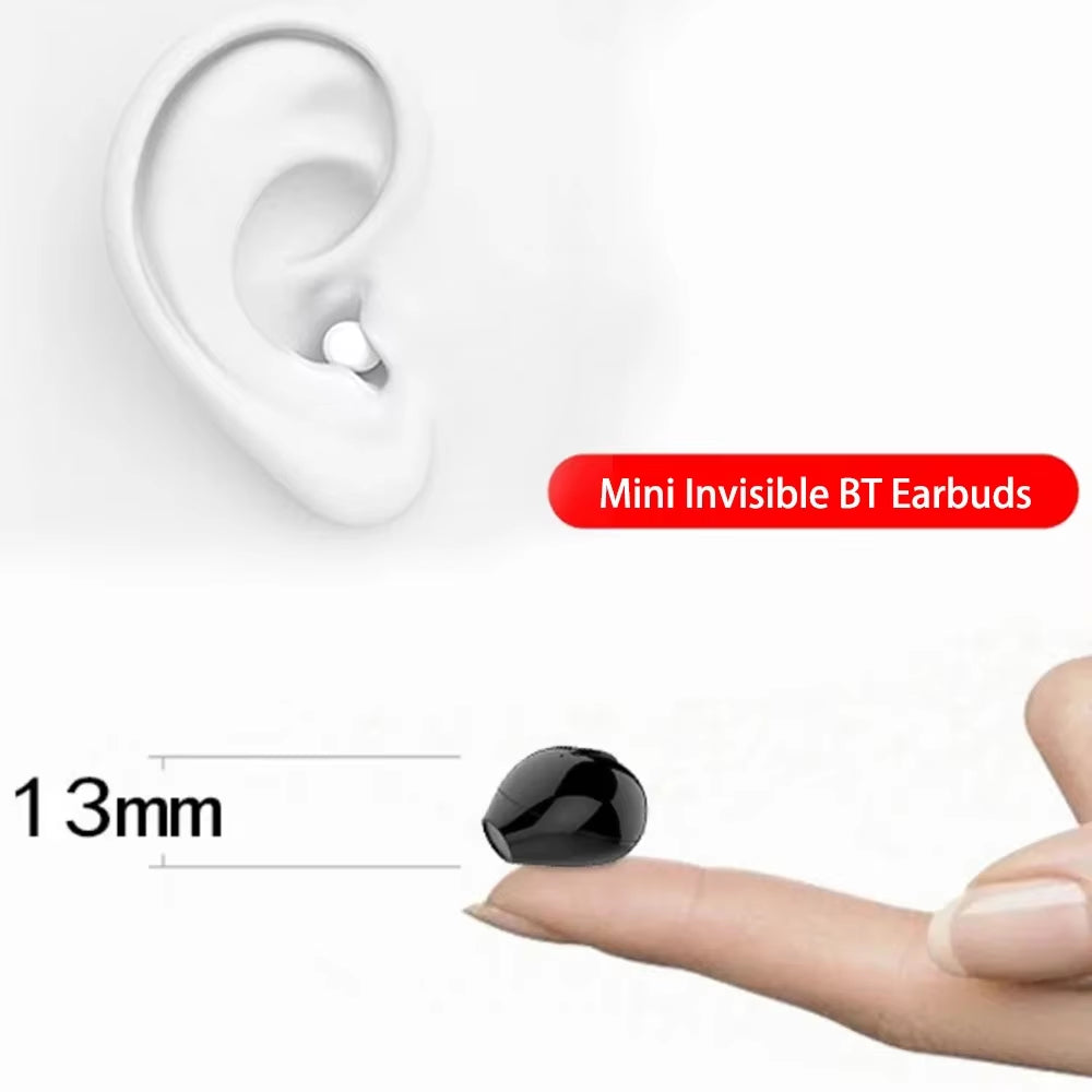 Invisible Earphones Mini Headphones V5.2 Bluetooth TWS In-Ear Earbuds Noise Reduction Wireless Sleep In-Ear Earbuds with Micr