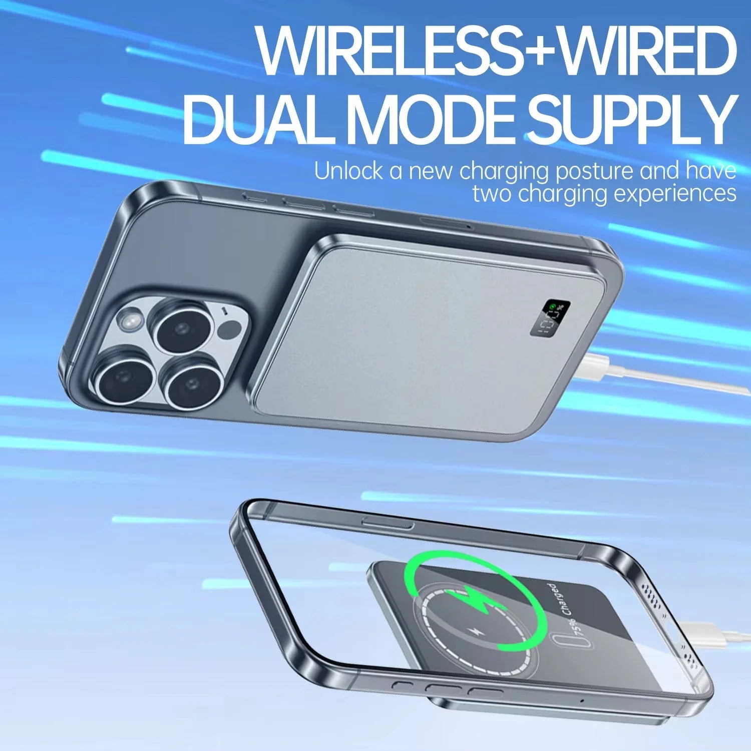 50000Mah CCC Certification Thin Power Bank Ultra for Magsafe Magnetic Wireless Fast Charging Portable Battery Display