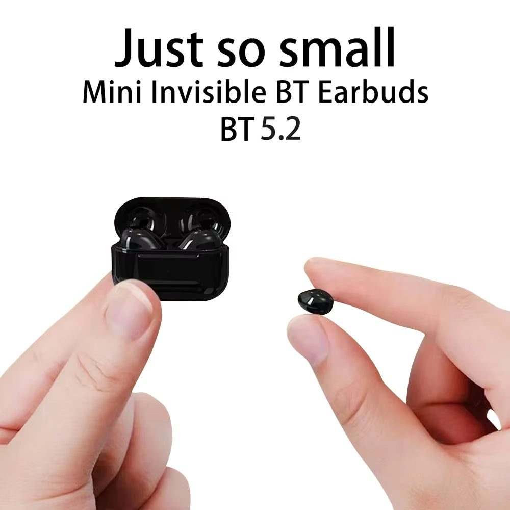 Invisible Earphones Mini Headphones V5.2 Bluetooth TWS In-Ear Earbuds Noise Reduction Wireless Sleep In-Ear Earbuds with Micr
