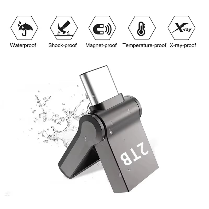 Xiaomi 2TB Metal Flash Drive USB 3.2 Super High Speed Transfer U Disk Drive Waterproof Type C Disk Dual-Use Flash Memory Stick