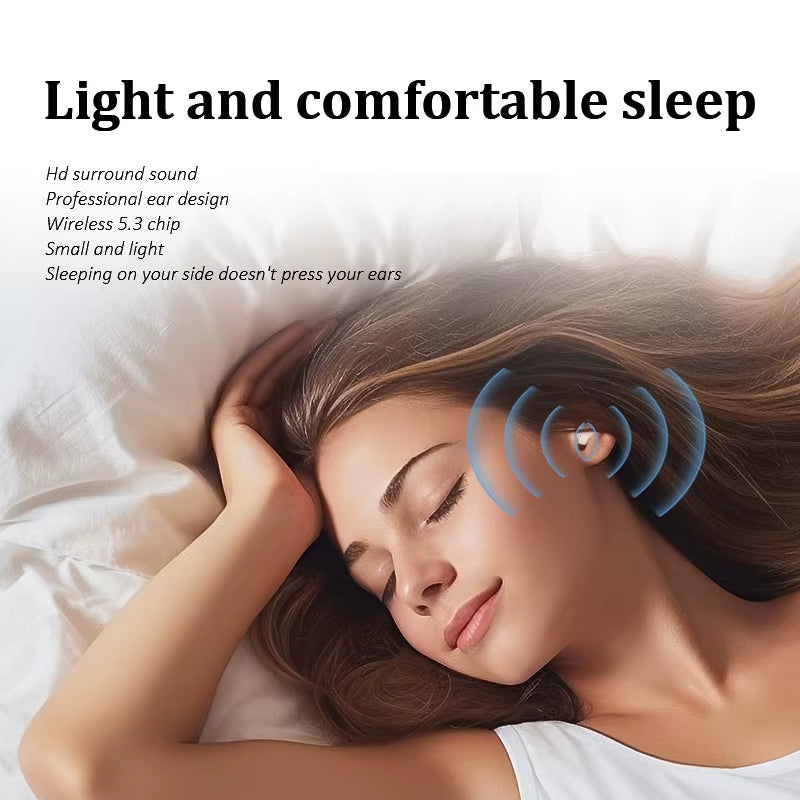 SK19 Bluetooth 5.3 Earphones Mini Invisible Headphones TWS Wireless Earbuds HIFI Stereo Noise Reduction Heasets with Microphones