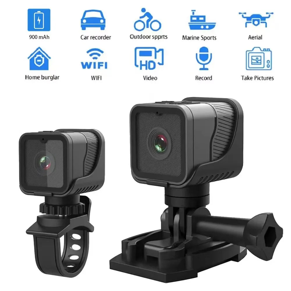 1080P HD Portable Sports Mini Camera with Hotspot Wifi Waterproof Camera, Motorcycle and Bike Driving Recorder