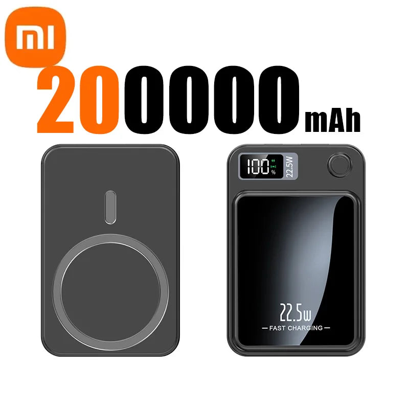 Xiaomi 200000Mah Magnetic Power Bank Wireless Fast Charger for Magsafe Portable Auxiliary Battery Pack for Iphone Huawei Samsung