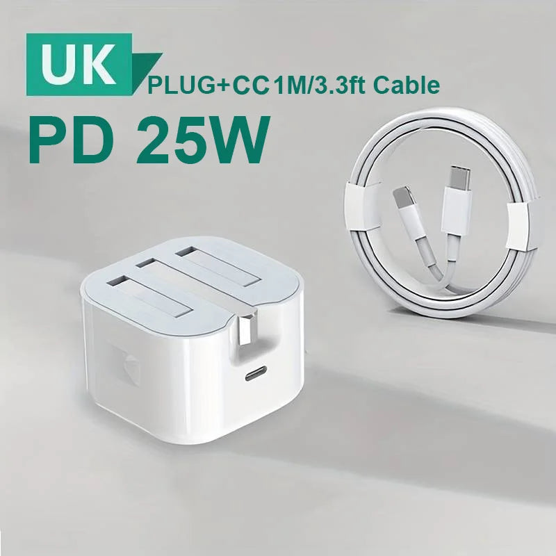 UK USB C Charger for Iphone 15 14 13 Pro QC3.0 Quick Charge PD 25W Type C Fast Charging Travel Wall Charger Power Adapter