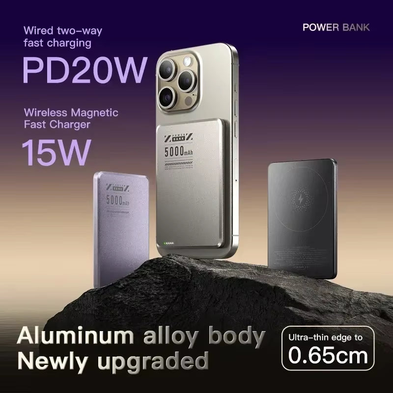 Xiaomi 5000Mah Wireless Power Bank Qi2 Ultra Slim for Magsafe Fast Charge High Capacity Back Clip Battery for Iphone Samsung NEW
