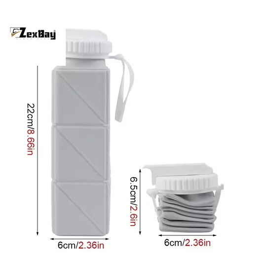 1Pcs 620Ml Square Silicone Folding Mug Portable Food Grade Sports Water Bottle Retractable for Gym Camping Hiking Travel