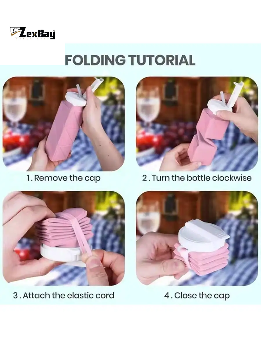 1Pcs 620Ml Square Silicone Folding Mug Portable Food Grade Sports Water Bottle Retractable for Gym Camping Hiking Travel